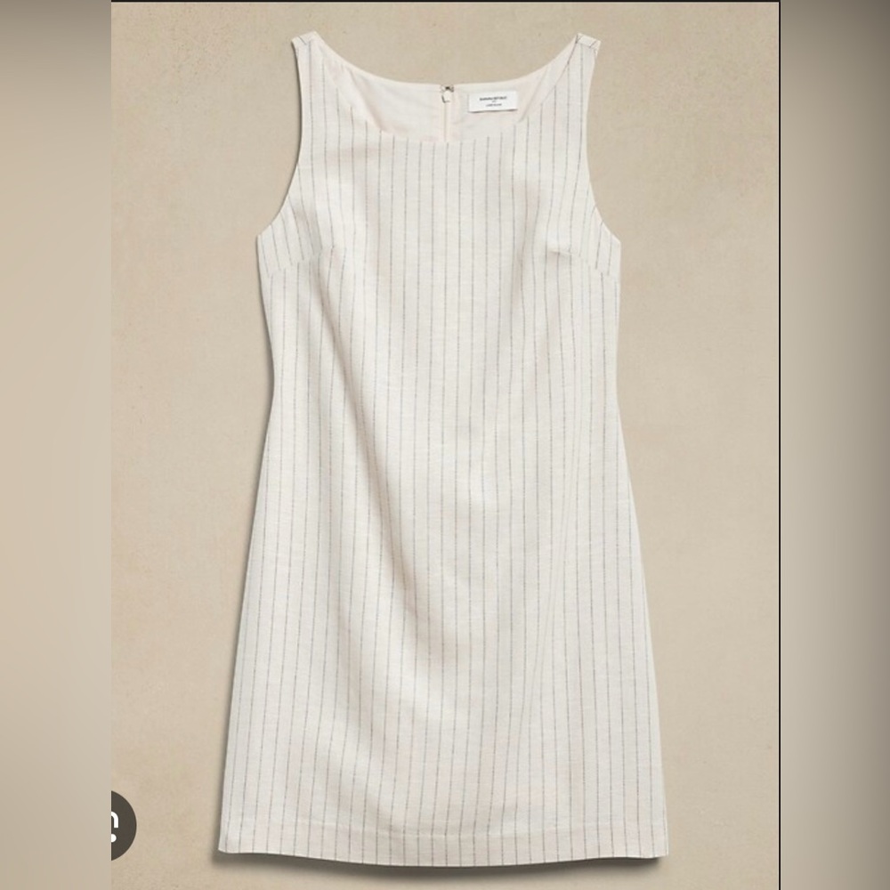 Banana Republic Striped Linen Shift Sheath Dress Fully Lined sz10